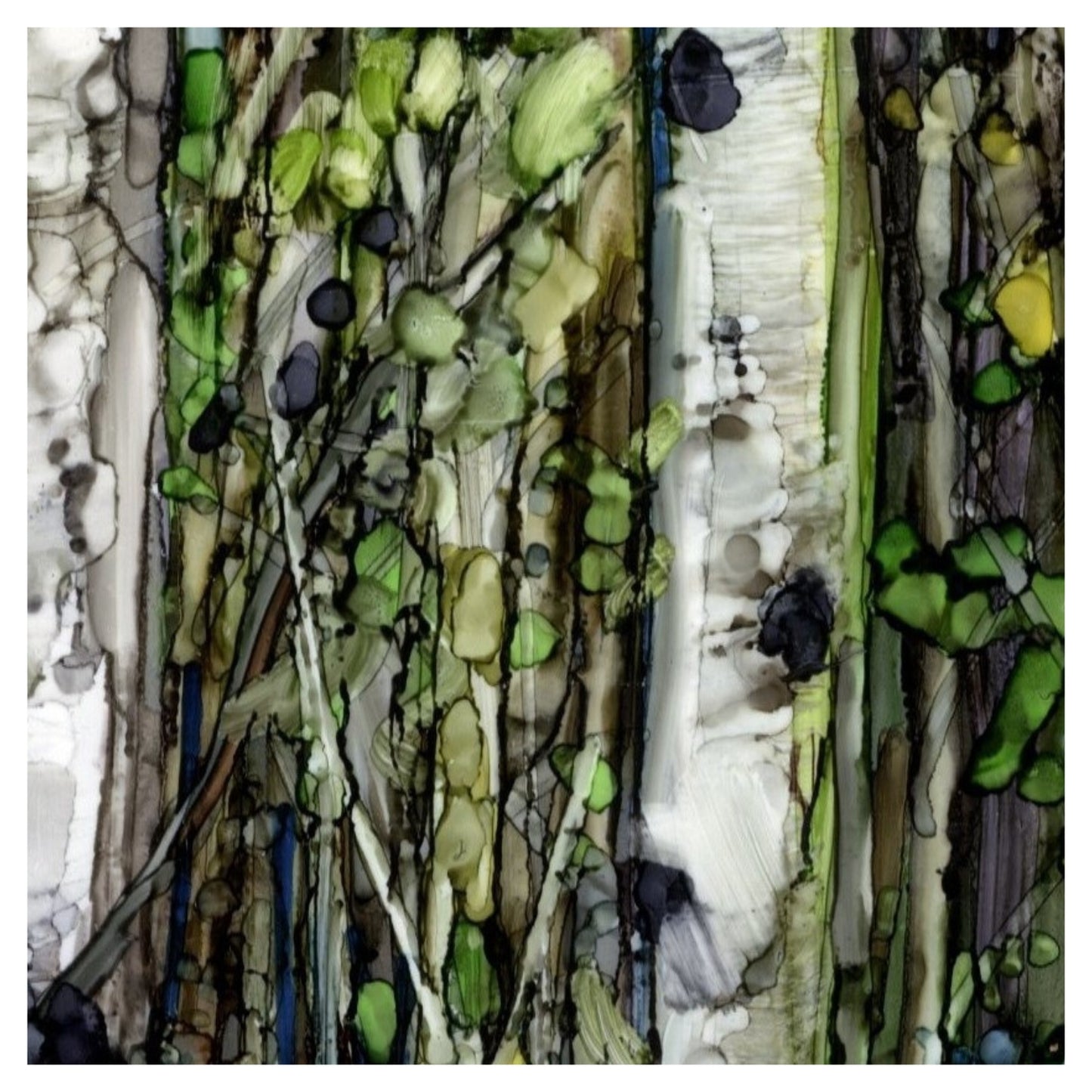 Silver Birch in Alcohol Ink with Viridian