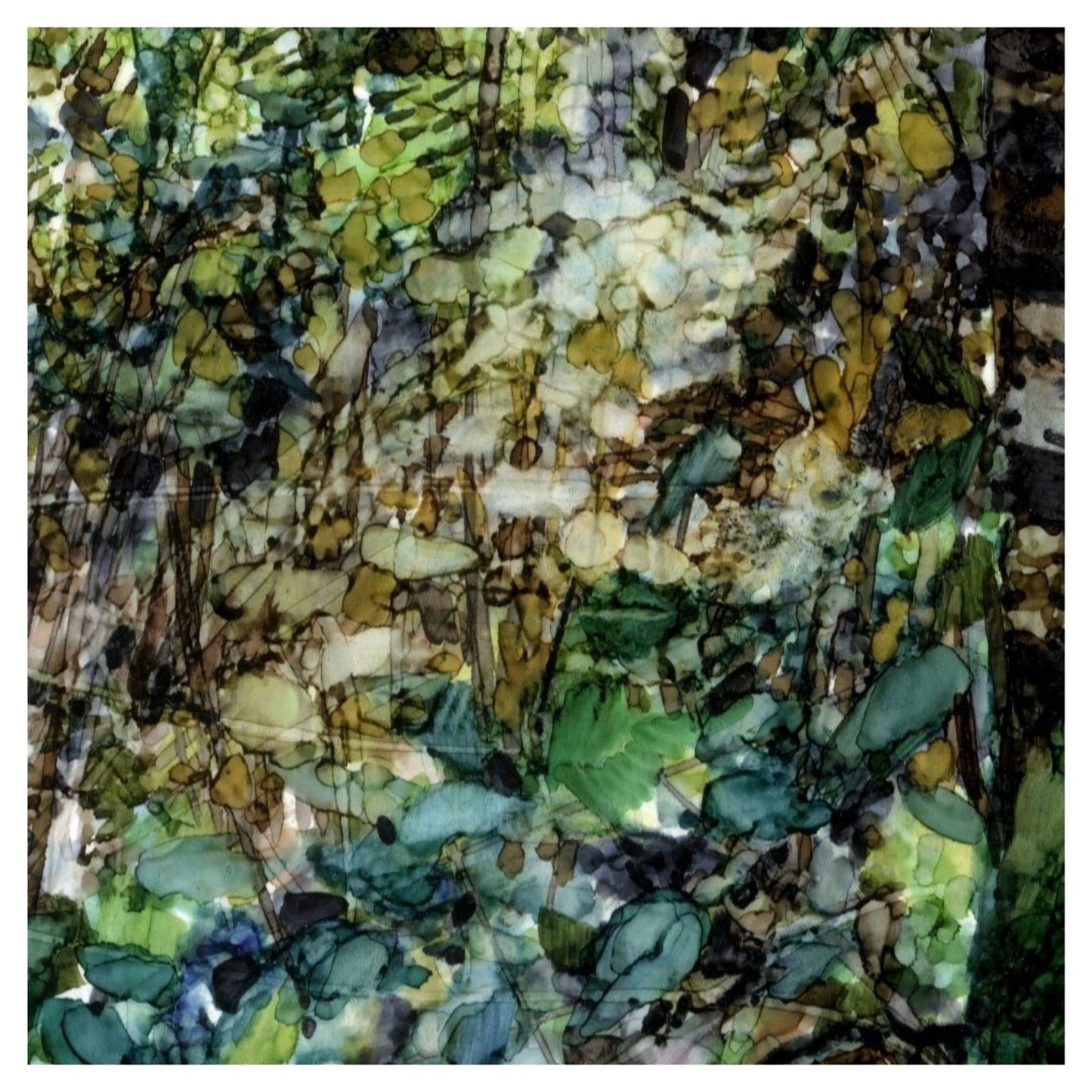 Langsett Reservoir Birches with Ferns in Alcohol Inks