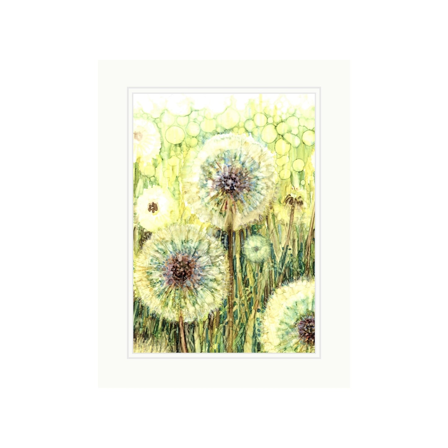 Dandelion Clocks in Alcohol Inks