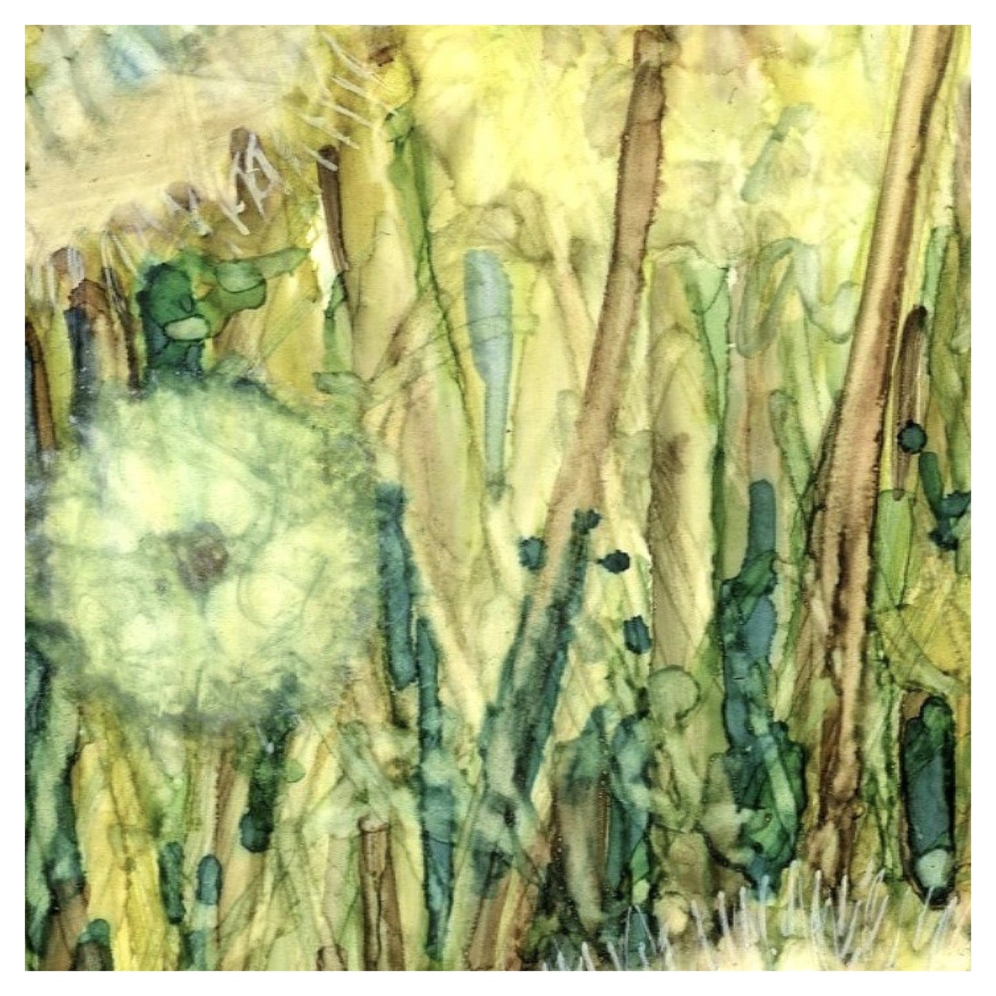 Dandelion Clocks in Alcohol Inks
