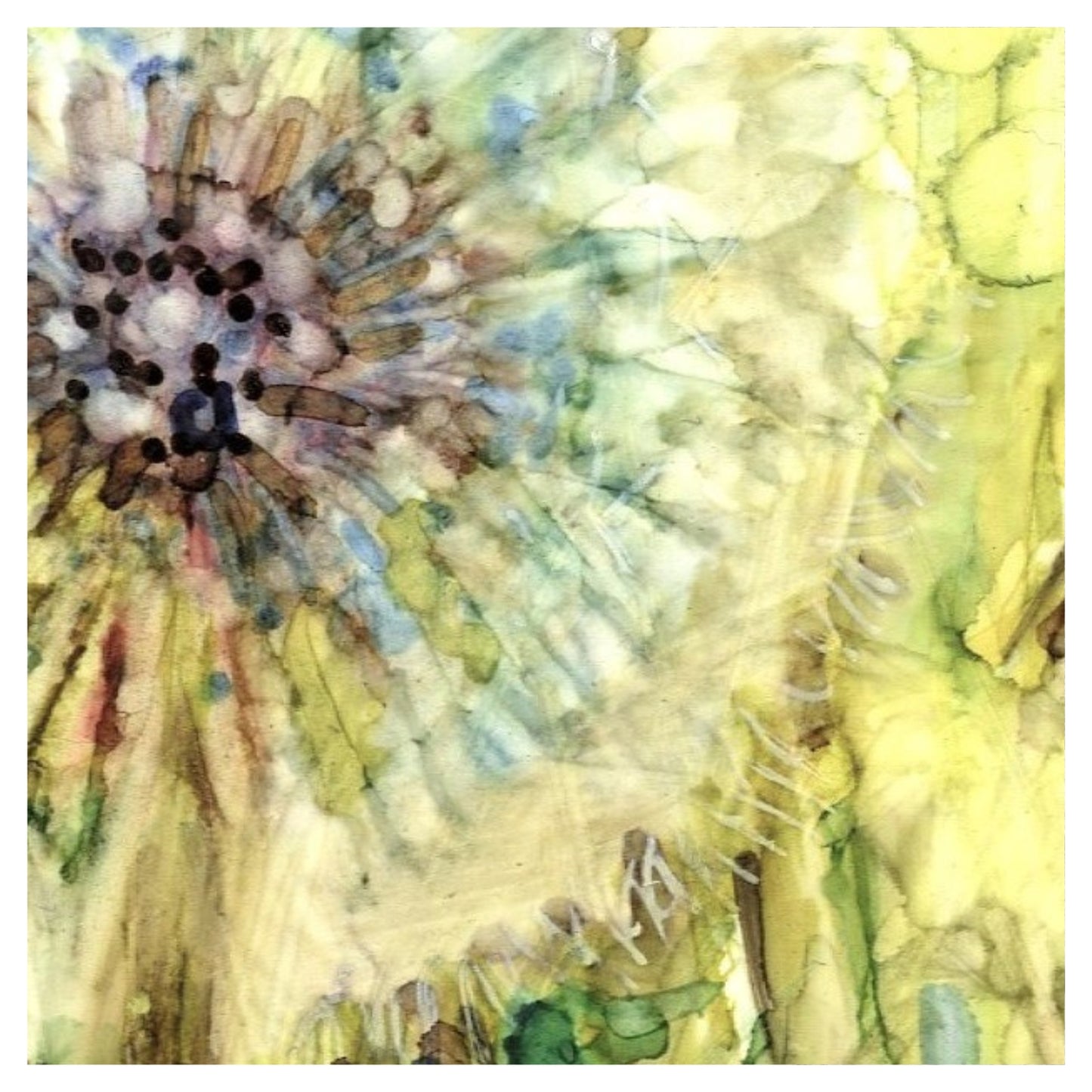 Dandelion Clocks in Alcohol Inks