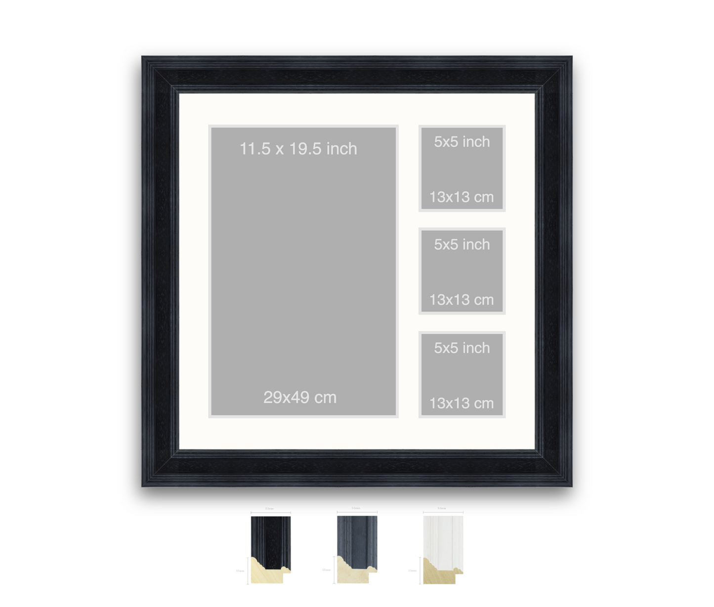 Silkstone reverse | 53mm Fletcher moulding - Overall size: 60x60cm