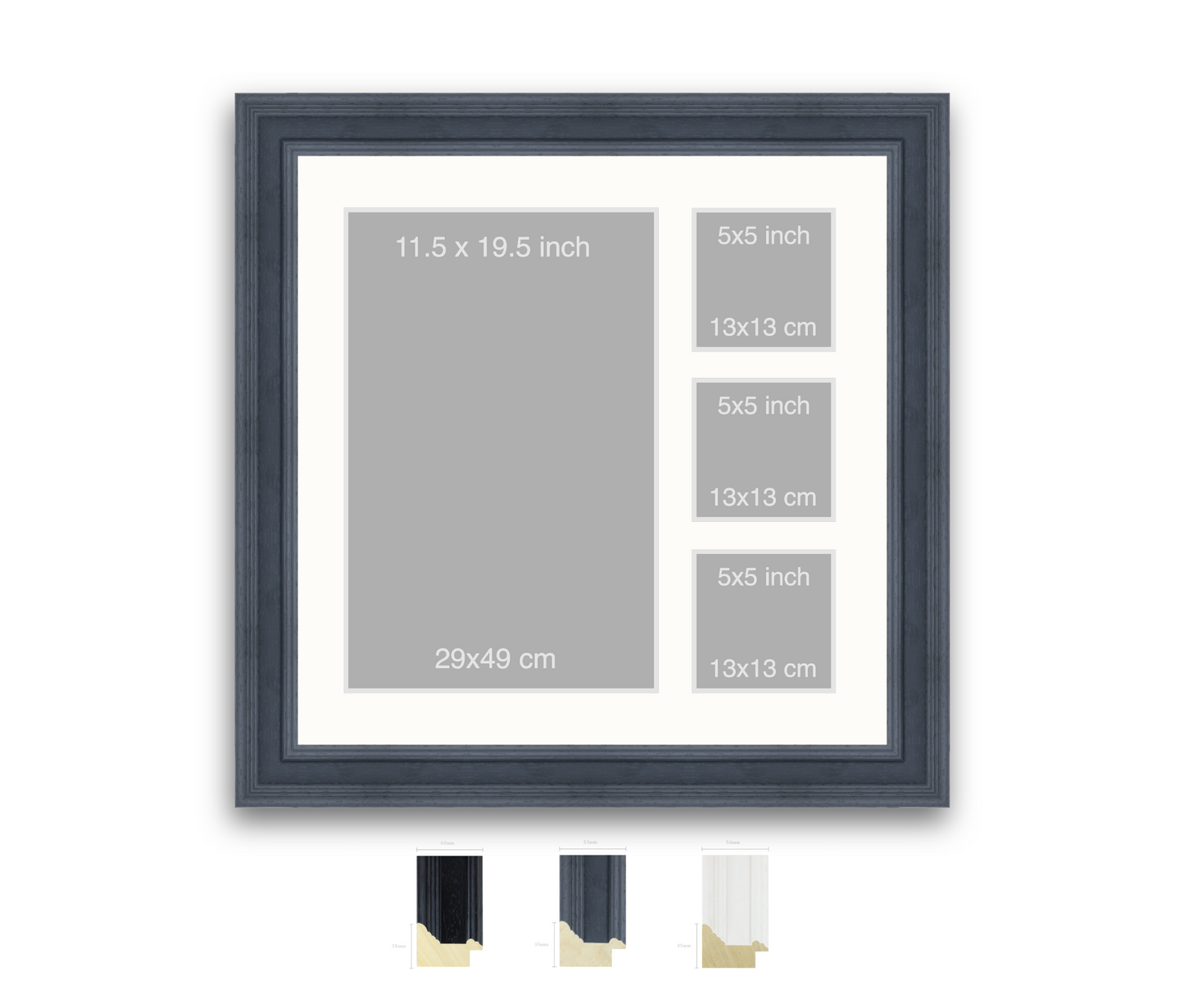 Silkstone reverse | 53mm Fletcher moulding - Overall size: 60x60cm