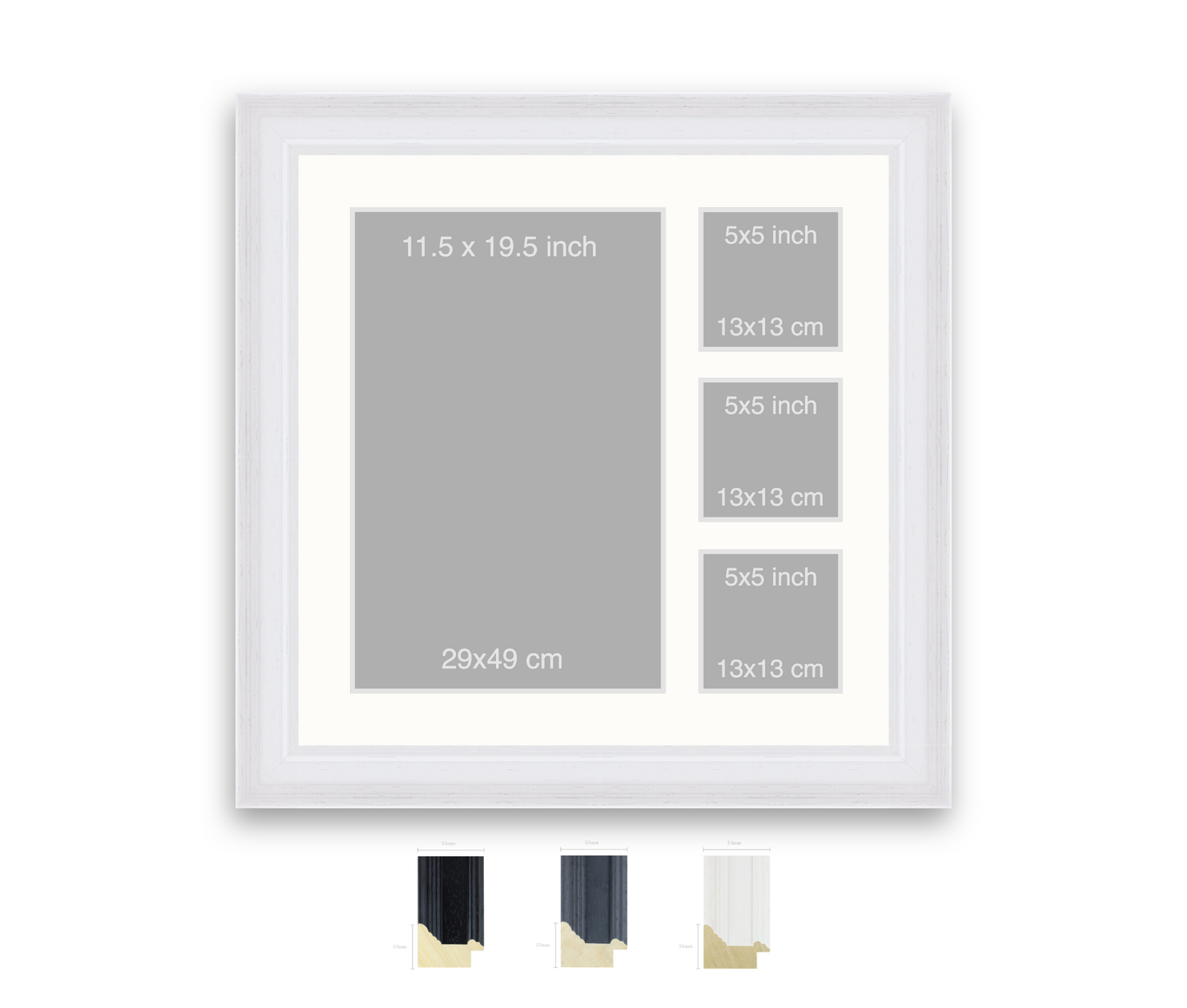 Silkstone reverse | 53mm Fletcher moulding - Overall size: 60x60cm