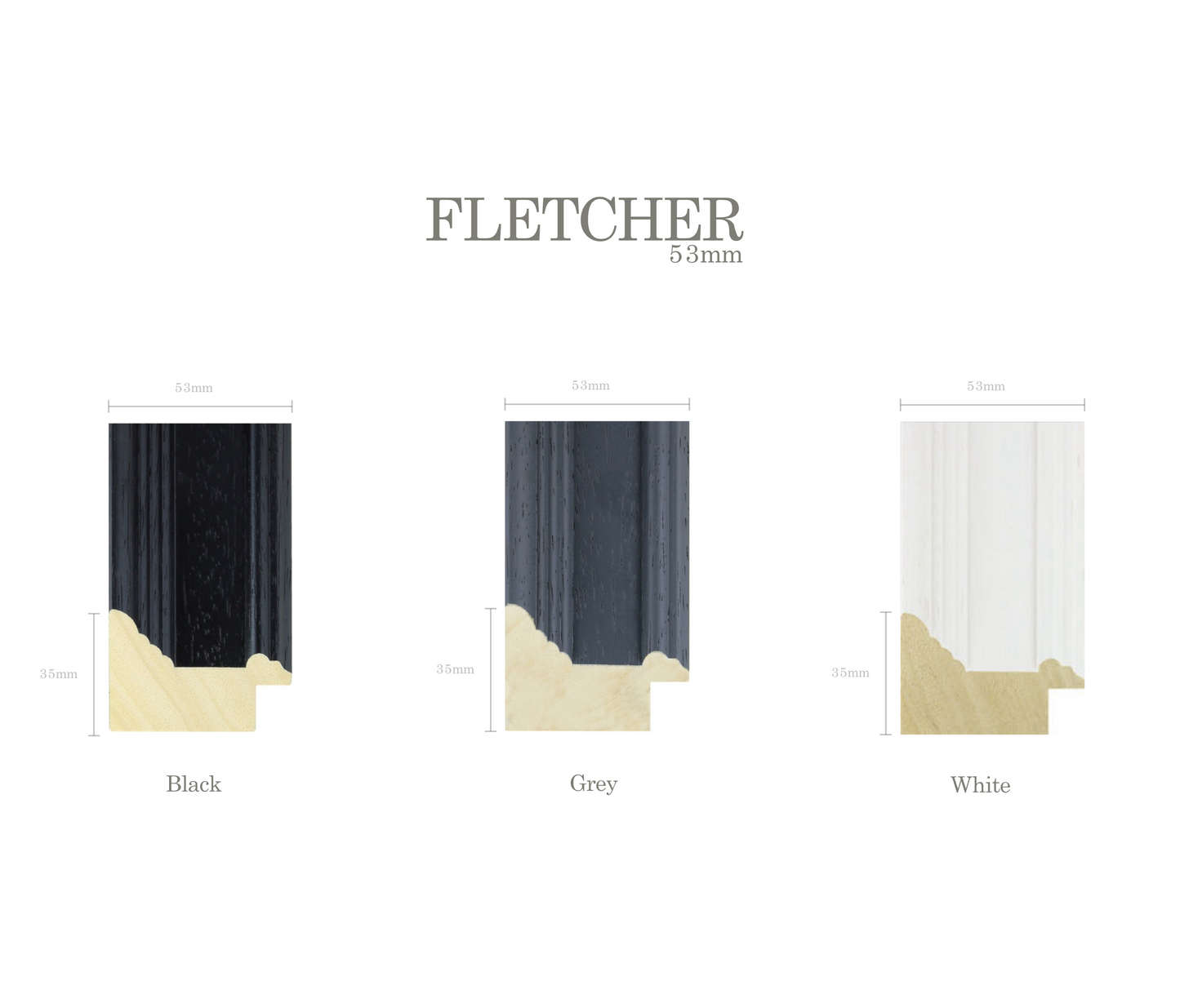 Silkstone reverse | 53mm Fletcher moulding - Overall size: 60x60cm