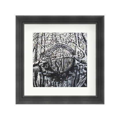 Snowy Willow Bridge with red