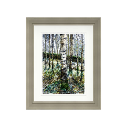 Silver Birch in Alcohol Ink with Viridian