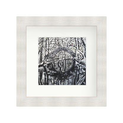 Snowy Willow Bridge with red