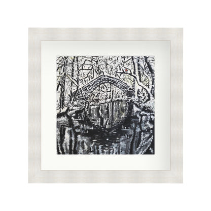 Snowy Willow Bridge with red