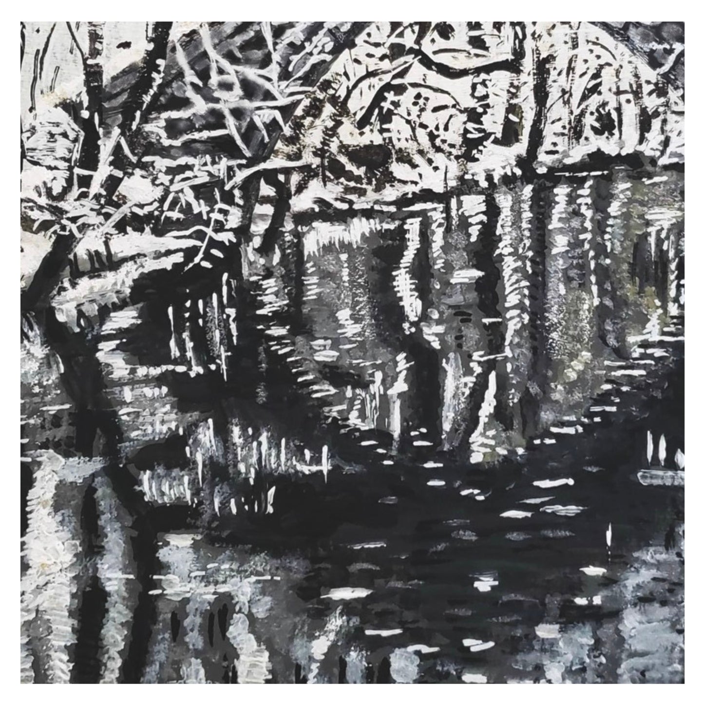 Snowy Willow Bridge with red