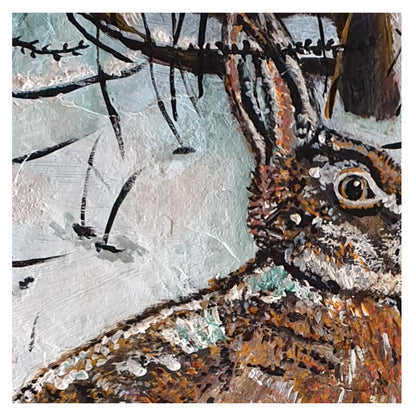 Hare in Snowy Woodland