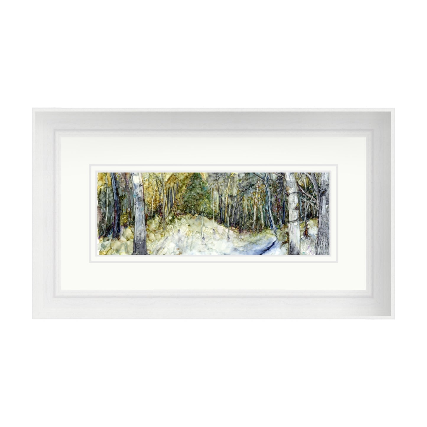 Winter Woodland with Stream in Alcohol Ink