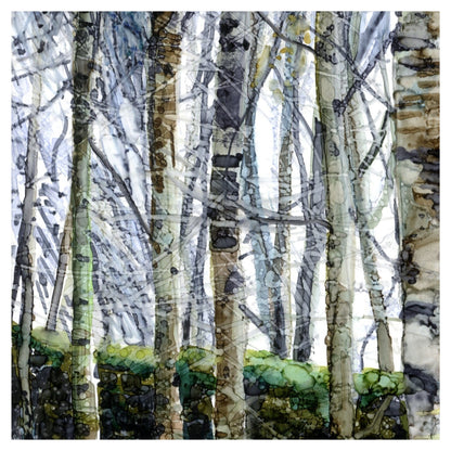 Silver Birch in Alcohol Ink with Viridian