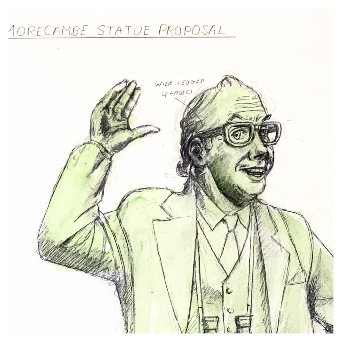 Eric Morecambe Statue (working drawing)