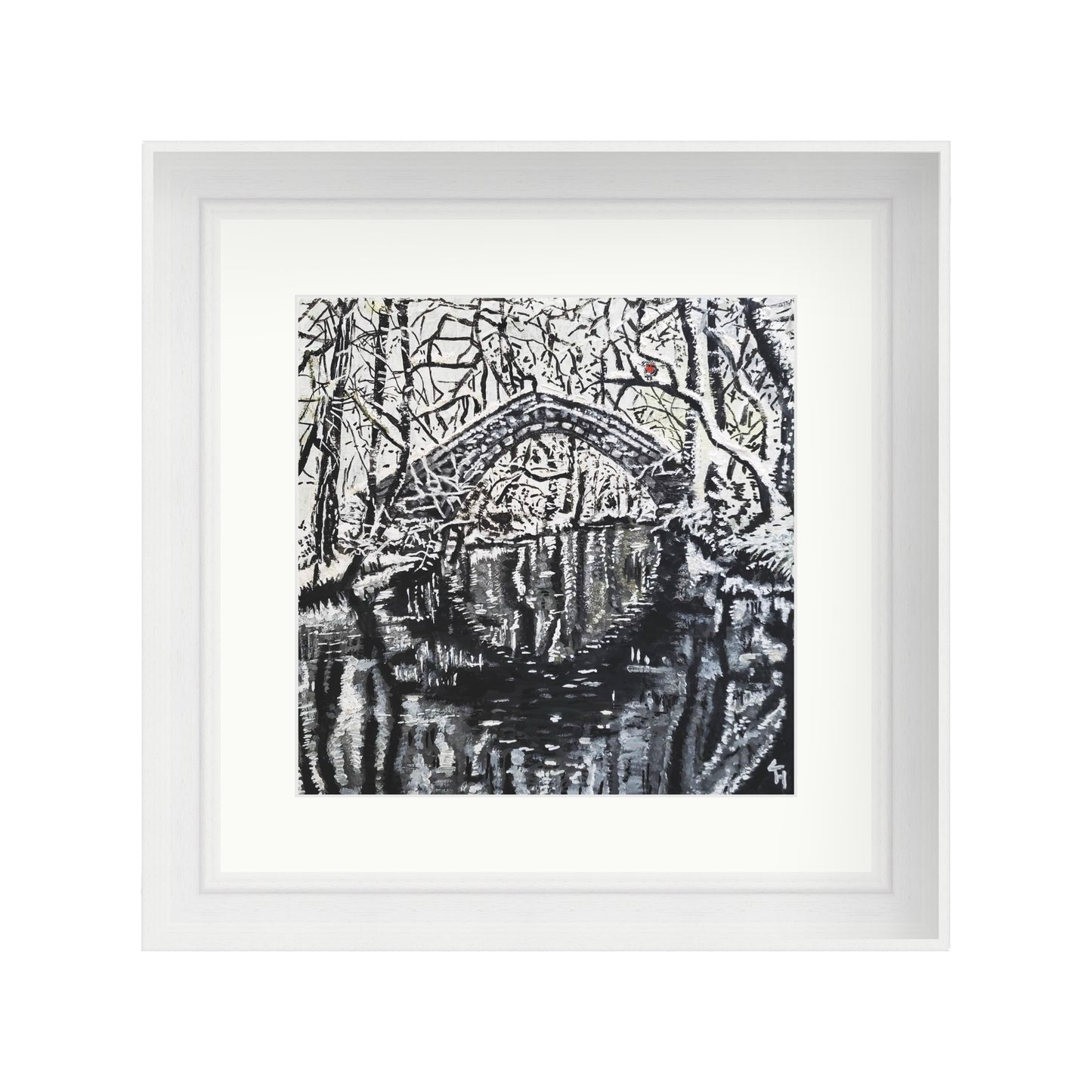 Snowy Willow Bridge with red