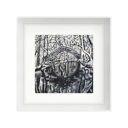 Snowy Willow Bridge with red