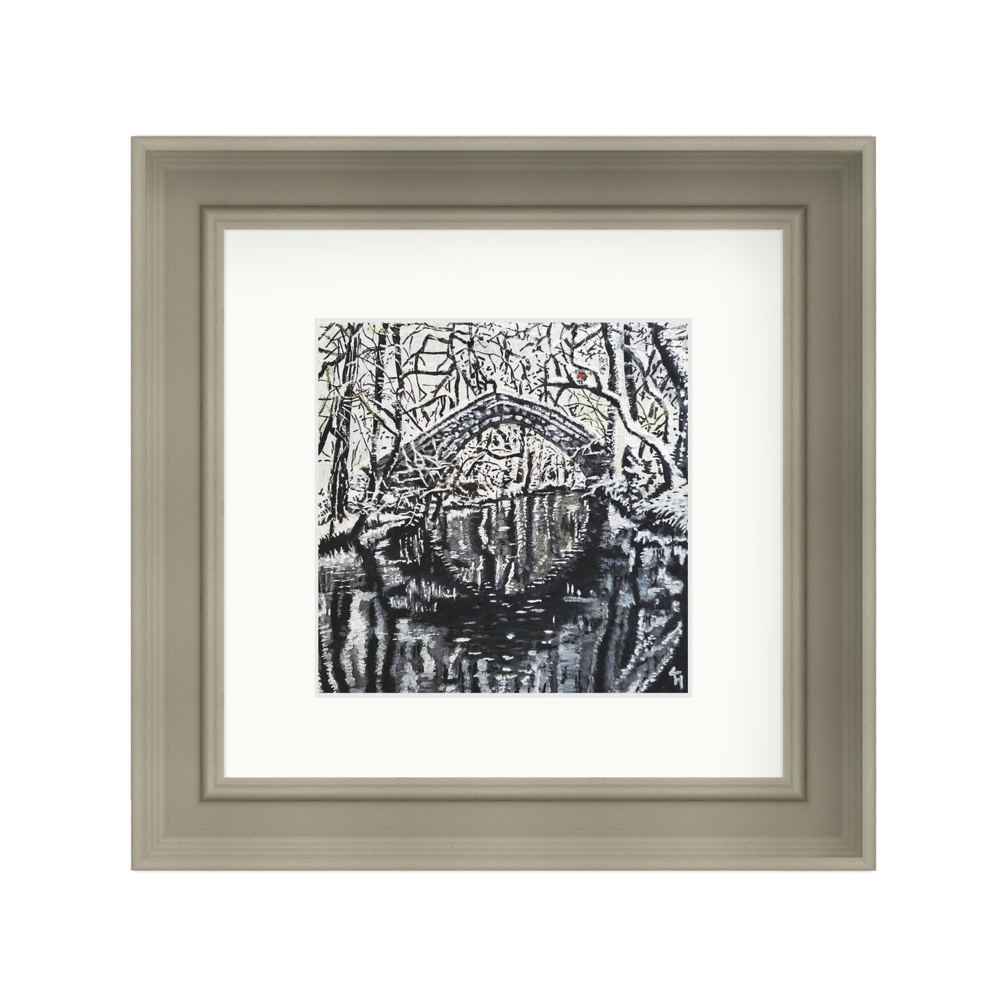 Snowy Willow Bridge with red