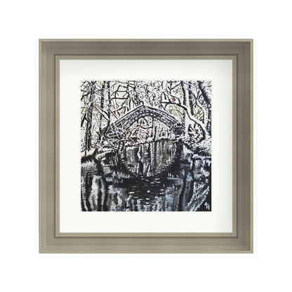 Snowy Willow Bridge with red