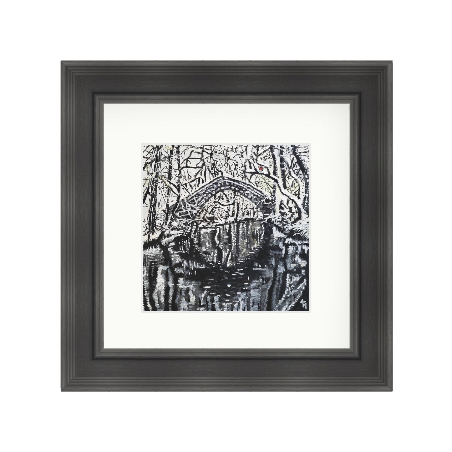 Snowy Willow Bridge with red