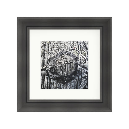 Snowy Willow Bridge with red